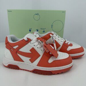 Off-White Women's Out of Office Lace-Up Sneakers size 8 (EU 38) Coral Red/White